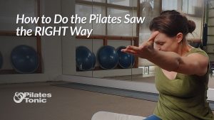 Photo of Sydney demonstrating the Pilates Saw